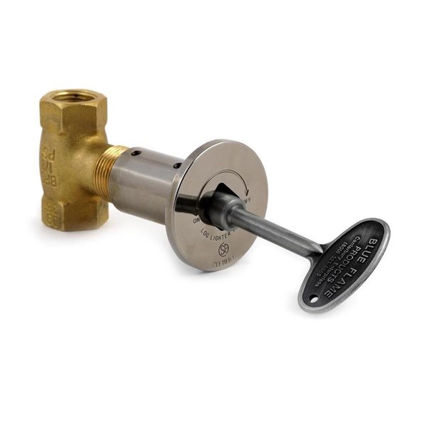 Blue Flame 0.5 in. 3 Step Multifunctional Straight Valve, Pewter Flange & 3 in. Gas Valve Key BL54754